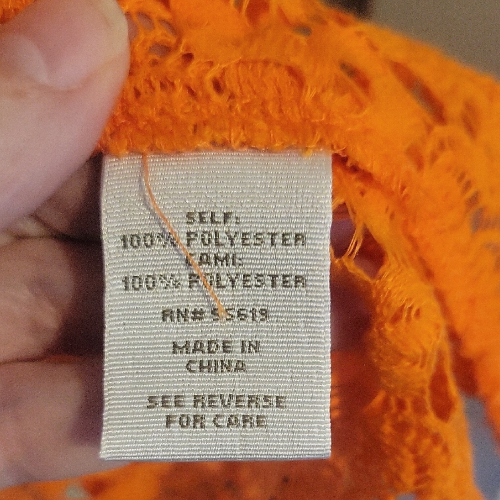 Fever Orange SzXL Crochet Lace Sleeveless Cover - Picture 3 of 5